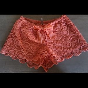 Salmon Heartsoul Crochet Lace Shorts